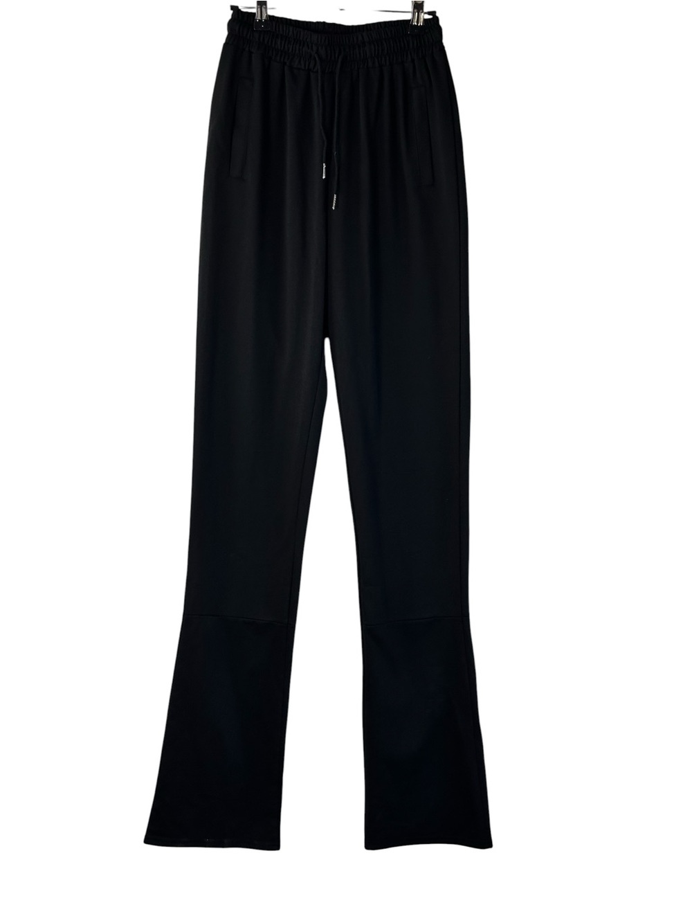 Y2K Black Flared Track Pants Wide Leg Athleisure Lounge Pants Size Medium